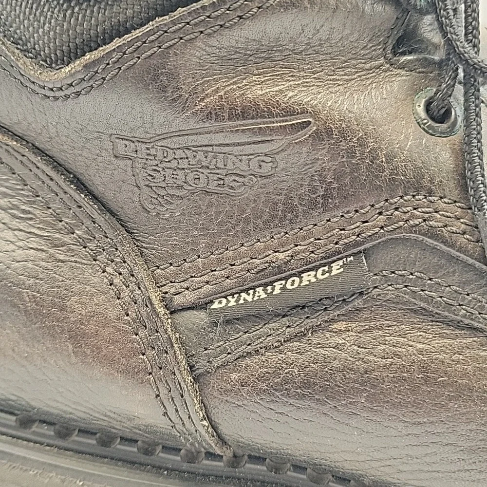 Red Wing 923 Men's 10.5 D Black Work Boots Made USA DynaForce Leather